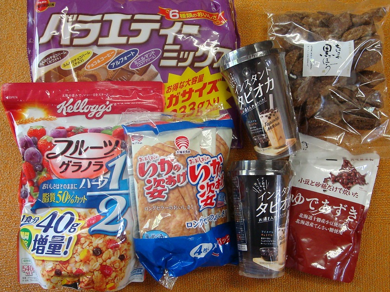 4月のご支援品 4/24お菓子、ゆであずき等