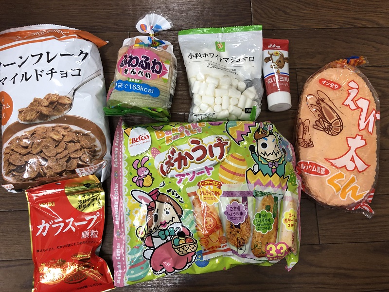 6月のご支援品 6/3お菓子、菜箸等