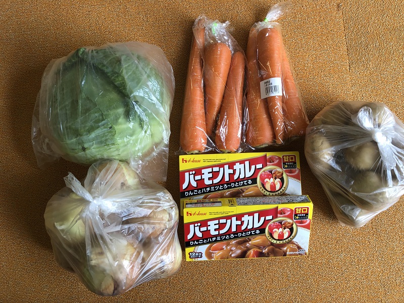 6月のご支援品 6/9カレールー、にんじん等