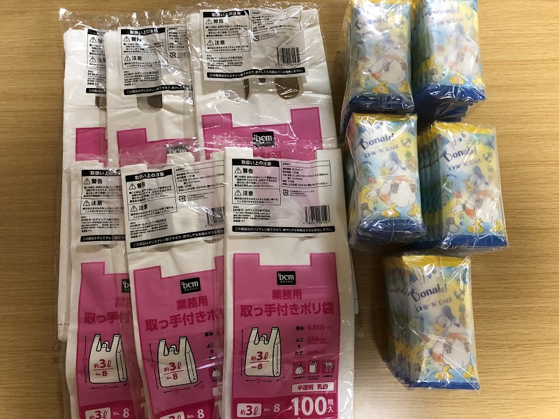 7月のご支援品 7/7うちわ、ウェットティッシュ等