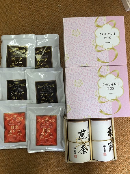 8月のご支援品 8/5カレールー、お茶、ゼリー等