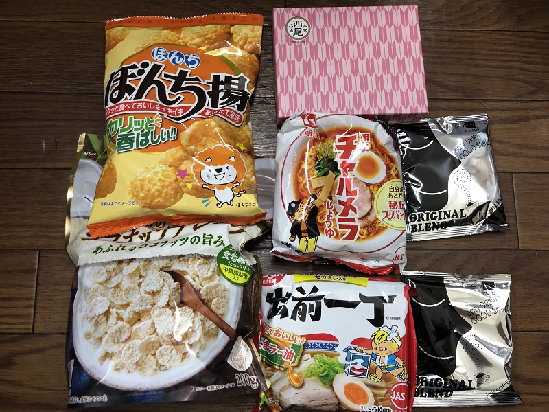 9月のご支援品 9/14お菓子、インスタント麺